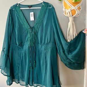 NWT Torrid Chiffon Green Babydoll Top size 3X